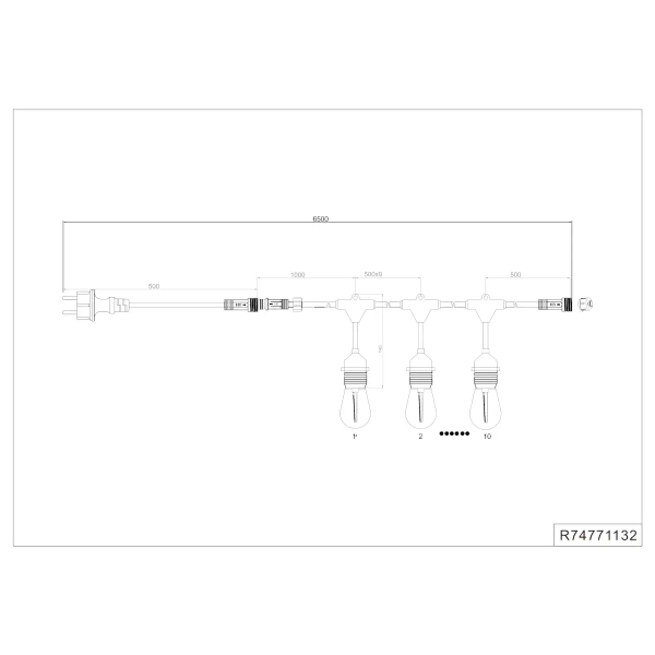 Zewnętrzna girlanda do ogrodu z żarówkami CHAIN R74771132 IP44 czarny