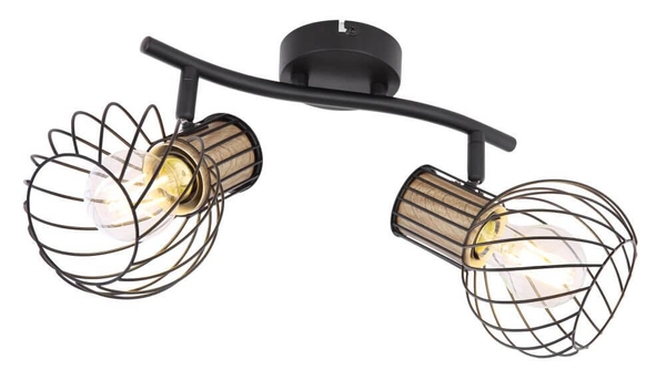 Lampa sufitowa regulowana Luise 54012-2S czarna drewno