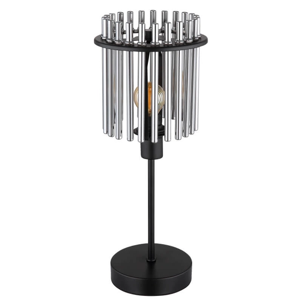 Stołowa lampka szklana GORLEY 15698T loftowa czarna przydymiona