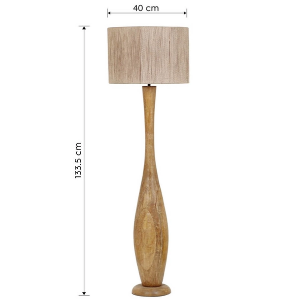 Podłogowa lampa drewniana TOBA 467200130 boho z wtyczką brązowa