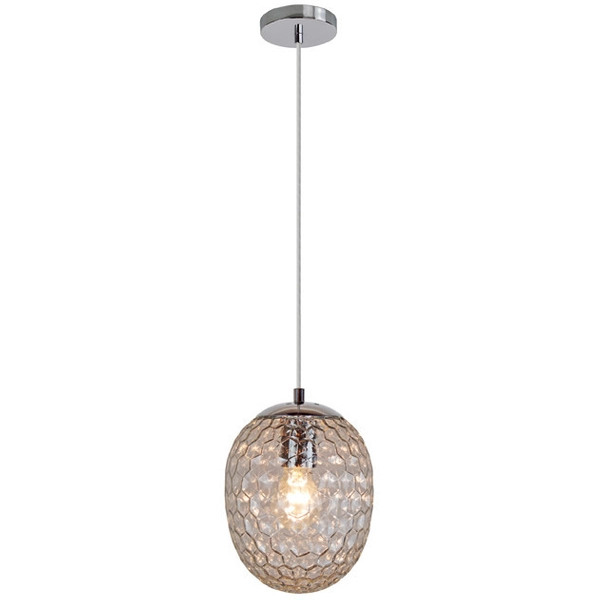 LAMPA wisząca LORA szklana OPRAWA klasyczny zwis chrom przydymiony