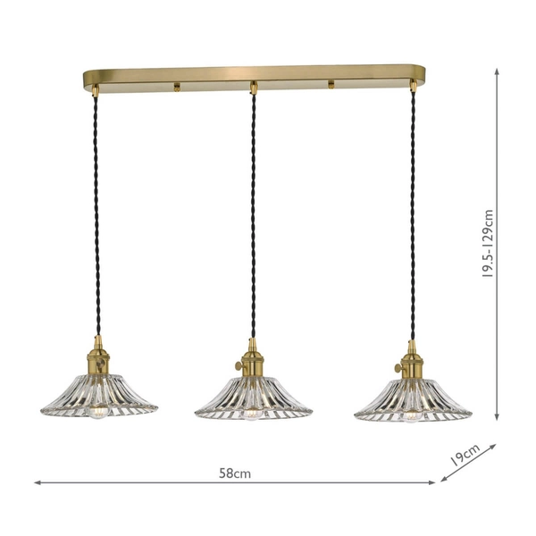 Jadalniana lampa wisząca Hadano HAD3640-04 Dar Lighting mosiądz przezroczysta