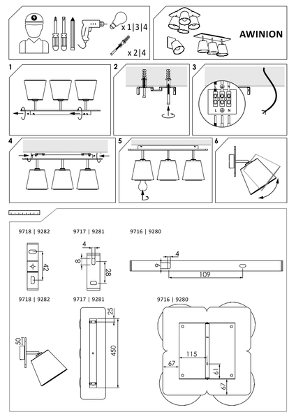 Adapter zasilający lampę wiszącą 8281 Nowodvorski do szynoprzewodu 3-fazowego czarny
