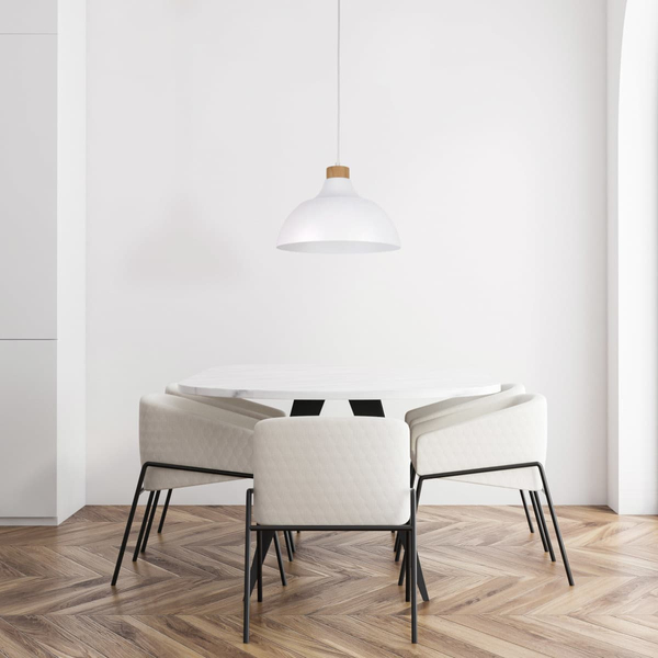 Skandynawska kopułowa lampa wisząca Cap 2070 TK Lighting drewniana biała