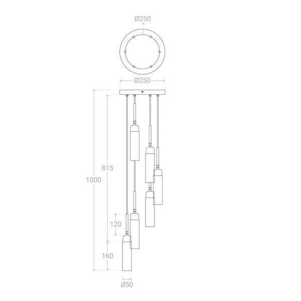 Kaskadowa lampa wisząca Speranza ABR-LWSPR-6XG9 szklana złota
