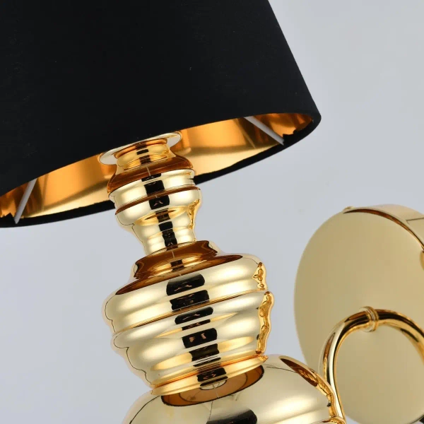 Ścienna lampa z abażurem Queen MB-8046-18 black gold Step klasyczna czarna złota