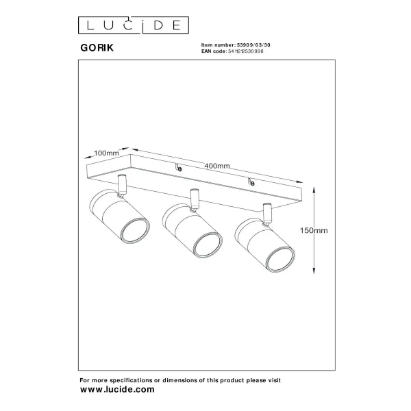 Potrójna lampa sufitowa z regulacją GORIK 53909/03/30 czarny złoty