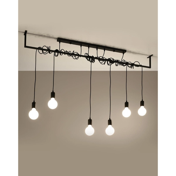 Industrialna lampa wisząca SL.0896 do salonu czarna loft