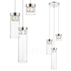 Wisząca lampa GEM P0389-03D-F4AC szklana metalowy tuby chrom przezroczyste