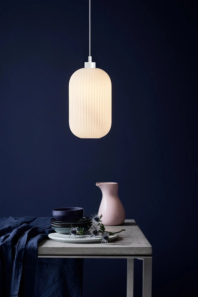 Porcelanowa lampa wisząca Milford 46573001 Nordlux plisowana biała