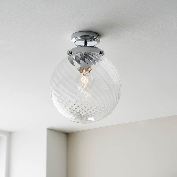 Kulista lampa sufitowa Milston 96488 IP44 szklana chrom przezroczysty