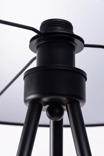 Okrągła lampa podłogowa Finn do sypialni trójnóg szara chrom