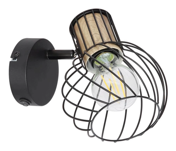 Przyścienna lampa reflektorowa Luise 54012-1S czarna drewno