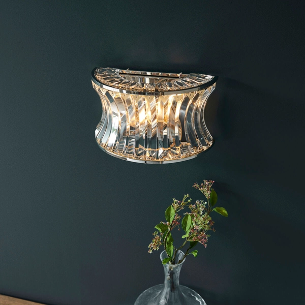 Półokrągły kinkiet ścienny L&-1104529 glamour srebrny przezroczysty