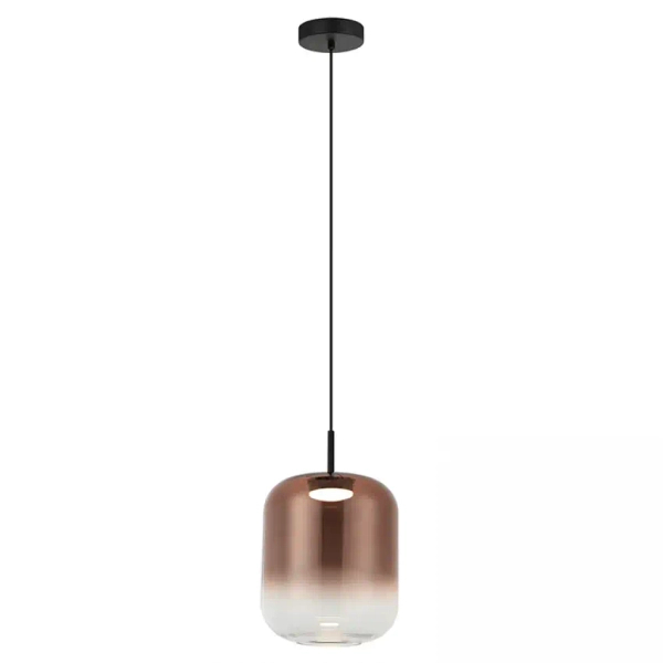Owalna ledowa zwisająca lampa 23216 LED 12W 3000K szklana miedziana czarna