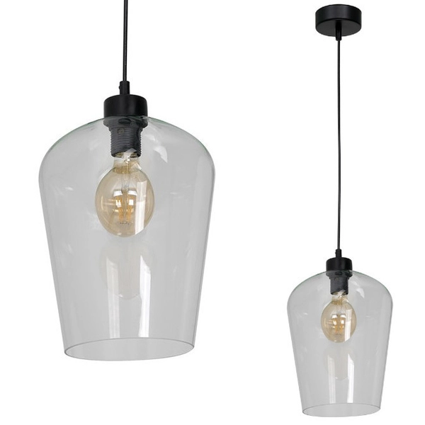 Lampa wisząca SANTIAGO MLP6605 szklana skandynawski czarny przezroczysty
