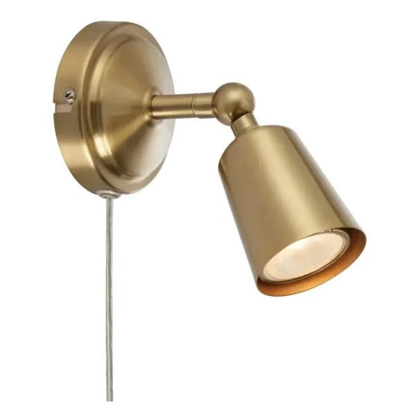 Regulowana lampa ścienna Tiny 108978 do sypialni mosiądz
