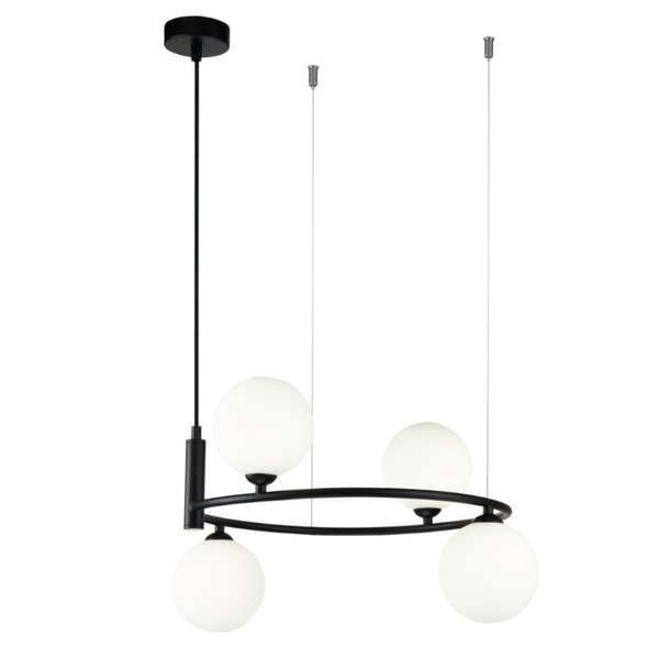 LAMPA wisząca RING MOD013PL-04B Maytoni szklana OPRAWA modernistyczny ZWIS kule balls czarne