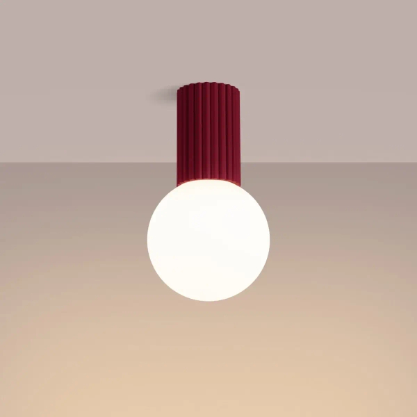 Okrągła lampa sufitowa HALO SL.1748 szklana kula IP44 biała burgundowa