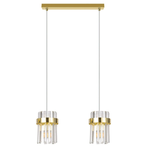 Metalowa lampa wisząca Vetro LP-2910/2L GD kryształowa nad wyspę złota