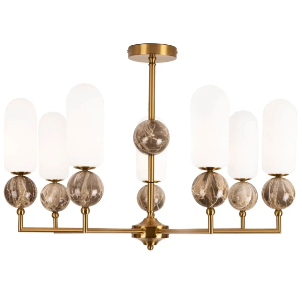 Wisząca lampa do salonu Nova P0633 nad stół kulista złota brązowa