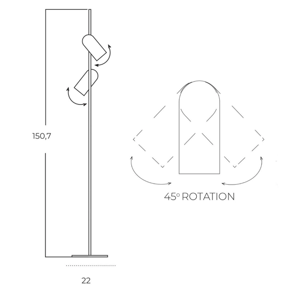 Podłogowa lampa VIVI AZ5725 Azzardo podwójna tuby metal czarny złoty