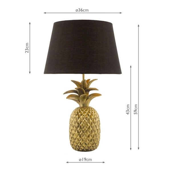 Stołowa lampa z abażurem SAFA SAF4235 ananas złoty czarny