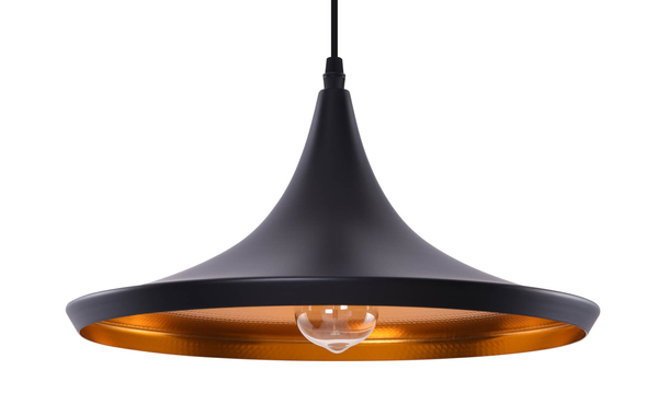 Industrialna lampa wisząca Chink do pokoju czarna złota