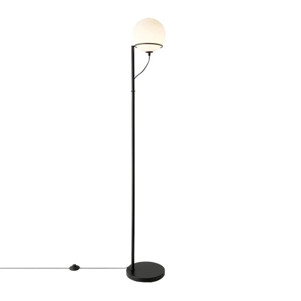 Podłogowa lampa kulista Wilson 2412594003 szklana metalowa czarna