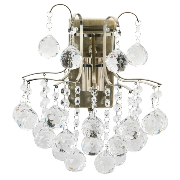 Ścienna LAMPA kinkiet 6247/1 21QG Elem glamour OPRAWA szklana z kryształkami mosiądz przezroczysta