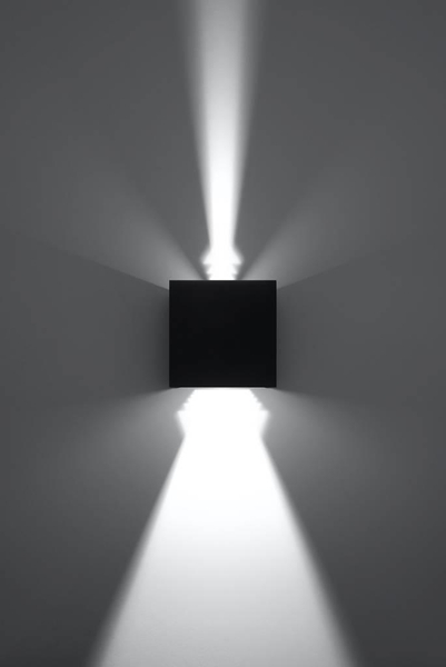 Kinkiet LAMPA przyścienna elewacyjna SL.0545 kwadratowa OPRAWA metalowa LED 6W 3000K kostka cube IP54 czarna
