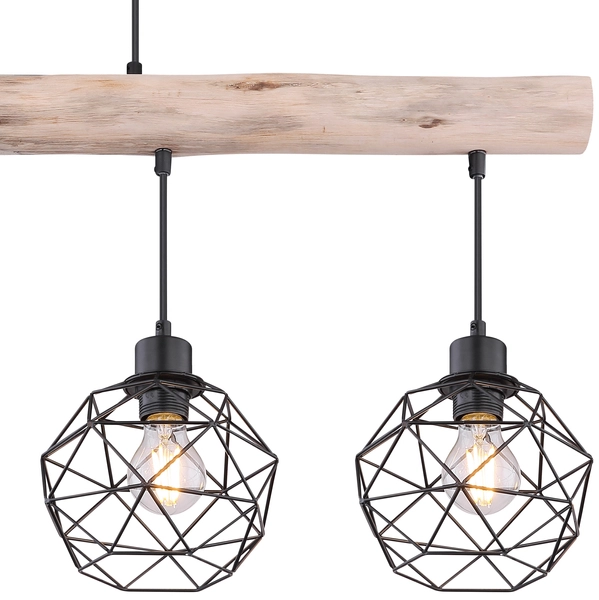 Lampa wisząca Theodor 154 16-4 druciana czarna drewniana