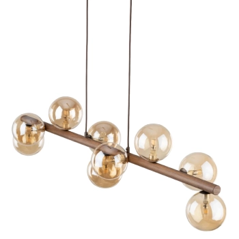 Lampa wisząca kulista Estera Wood 11097 molekuły brązowa bursztynowa