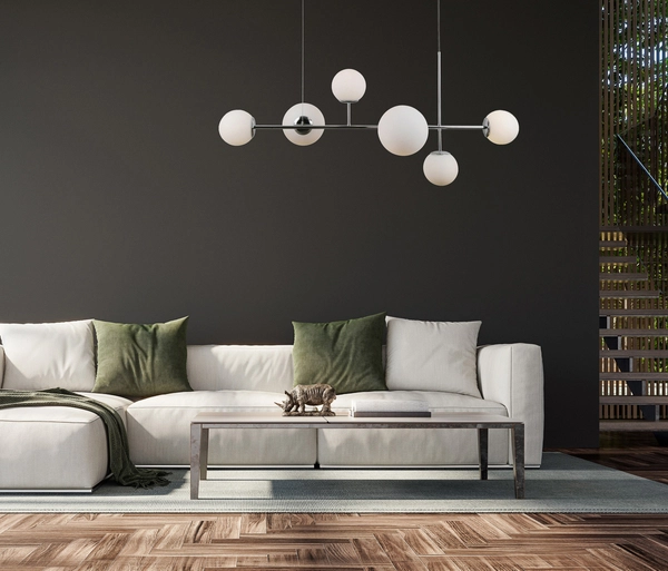 Loftowa LAMPA wisząca VAILANTE PND-31221-6B-CH Italux modernistyczna OPRAWA szklane kule ball zwis chrom