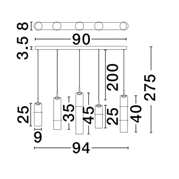 Eleganckie zwisające tubki SARTANO LE45165 LED 18W 3000K mokka
