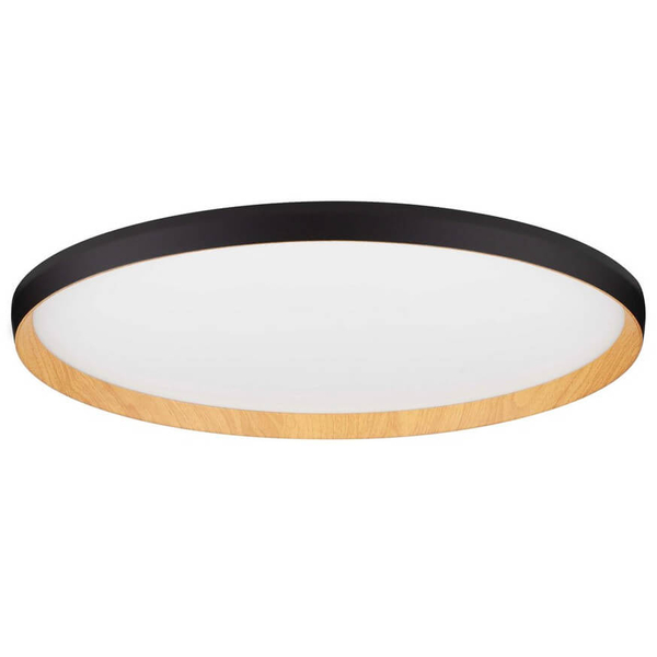 Plafon okrągły do salonu VINAMAR LE44891 LED 55W 2700-3000K czarny drewniany