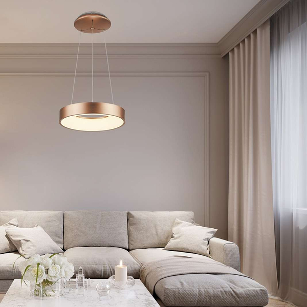 LAMPA wisząca CARMELLA 5054 Rabalux okrągła OPRAWA metalowa ZWIS LED 50W 4000K pierścień ring złota