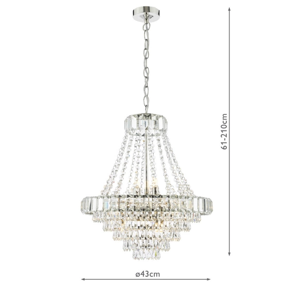 Regulowany żyrandol Osborne OSB1238-EH Dar Lighting rokoko do salonu kryształy srebrna