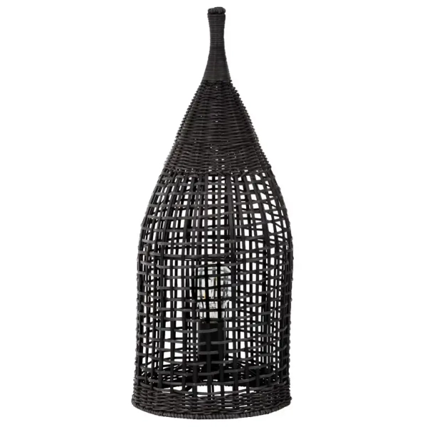 Rustykalna lampa stojąca ALDENZO LE45388 ratanowa czarna