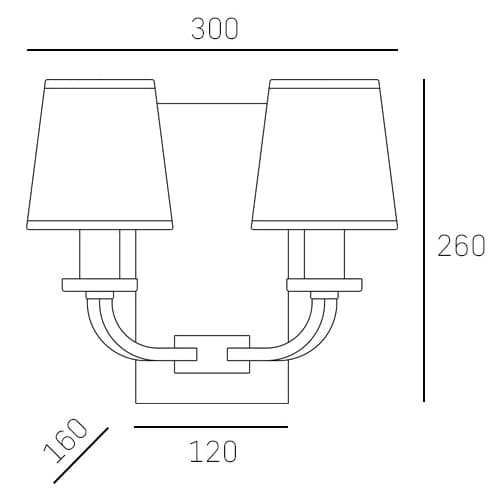 Podwójny kinkiet New York w02503ch-bk Cosmolight metal tkanina srebrny czarny