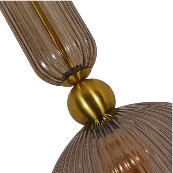 Szklana lampa wisząca Piega LP-939/1P L smoked przydymiona złota