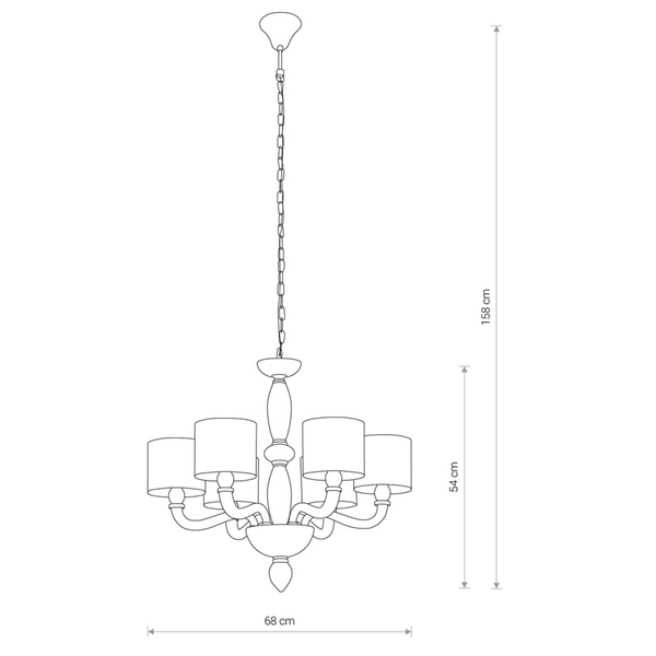 6-ramienny żyrandol klasyczny Newport 8156 na łańcuchu biały