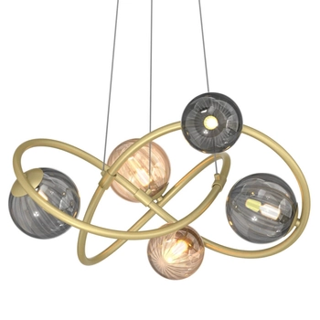 Designerska wisząca lampa Arlon MD4922-5-EGBDN Zumaline molekuły złote szare
