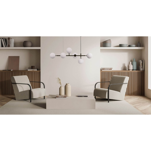 Modernistyczna lampa wisząca ALISA LP-005/6P BK/WH Light Prestige metalowa oprawa szklane kule zwis złoty biały