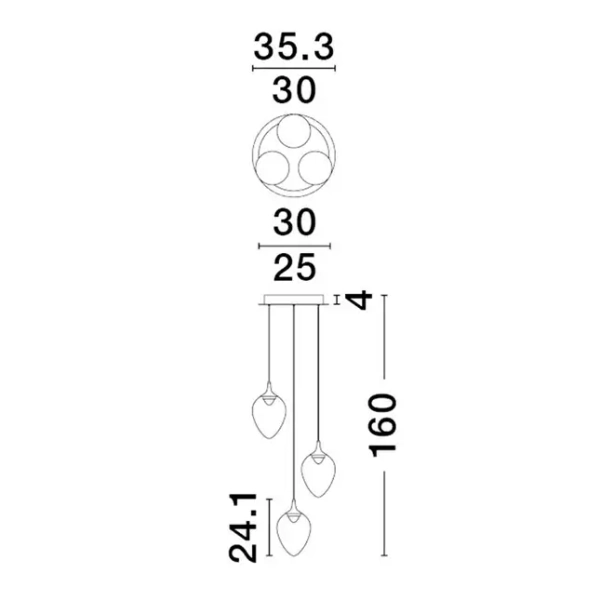 Potrójna lampa wisząca VAZENDO LE45116 LED 18W 3000K szary czarny