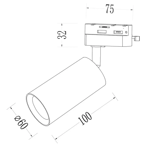 Industrialna lampa do szyn 3-obwodowych Pipe ML2335 tubka brązowy