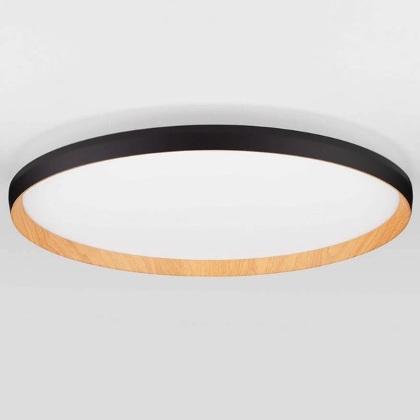 Plafon okrągły do salonu VINAMAR LE44891 LED 55W 2700-3000K czarny drewniany