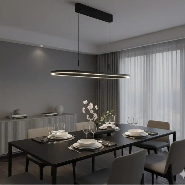 Wisząca nowoczesna lampa ściemnialna nad stół LAYLA LED 50W 3000K AZ6755 czarna aluminiowa