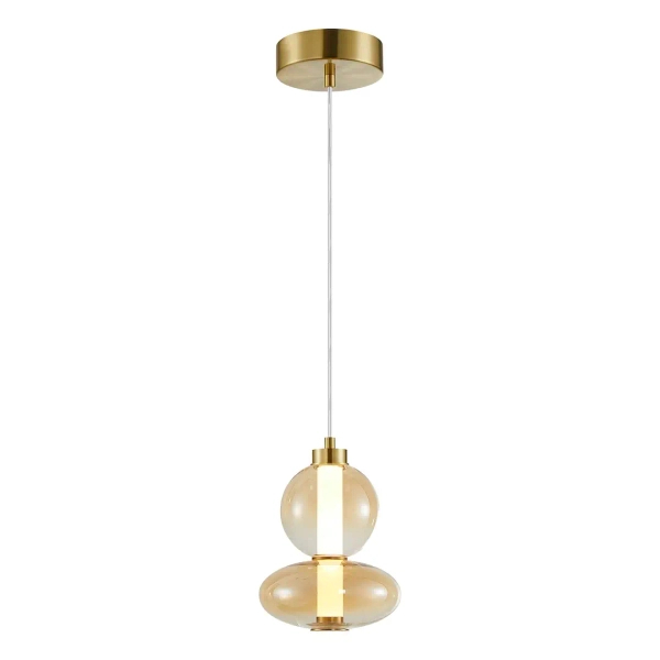 Szklana lampa zwisowa DAPHNE ML0345 LED 12W 3000K bursztynowa złota