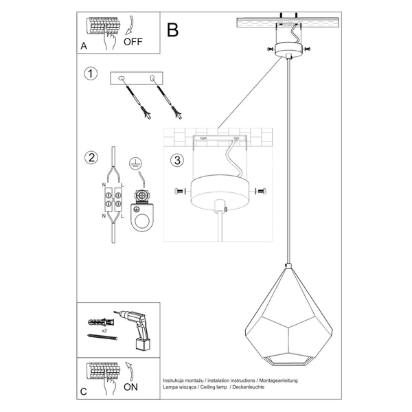 Ceramiczna lampa wisząca SL.0844 do przedpokoju biała